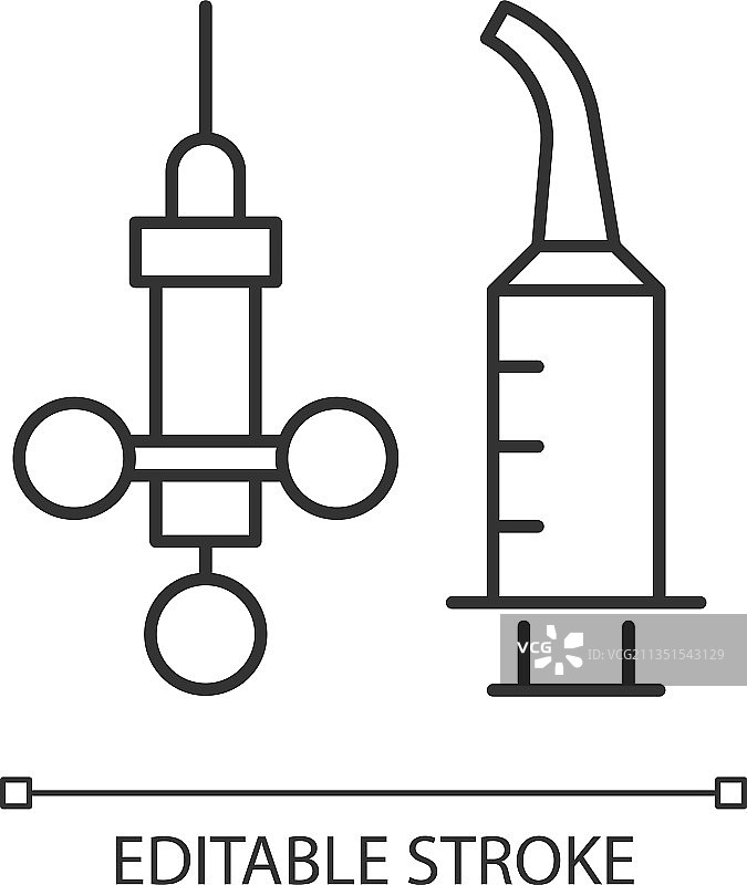 牙科冲洗注射器线性图标图片素材
