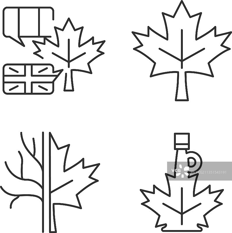 枫叶线性图标图片素材