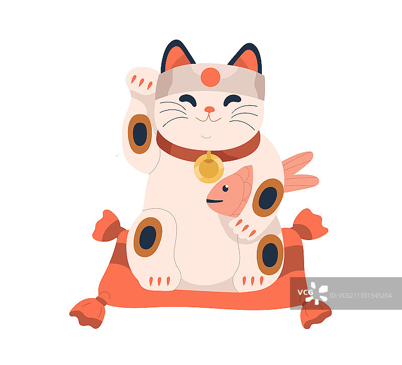手持鲤鱼旗的招财猫玩具图片素材