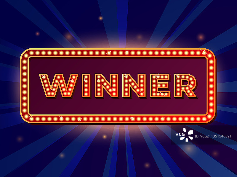 复古获胜者banner标志展示游戏彩票奖品图片素材