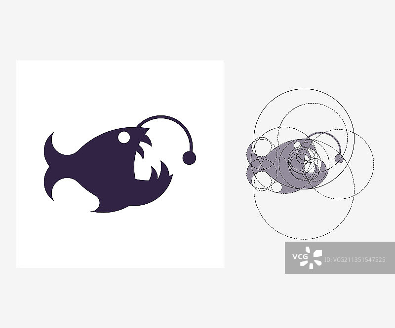 黄金比例风格的可编辑安康鱼图片素材