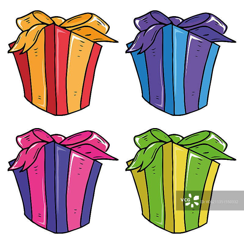 带蝴蝶结的圣诞礼品盒套装图片素材