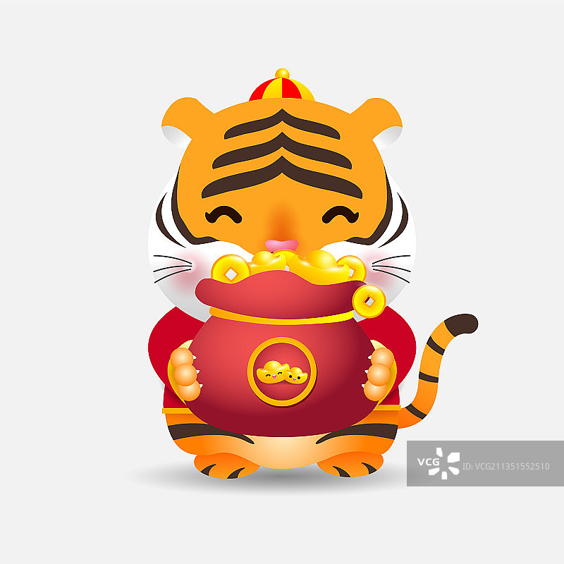 2022年中国新年小老虎与金元宝图片素材