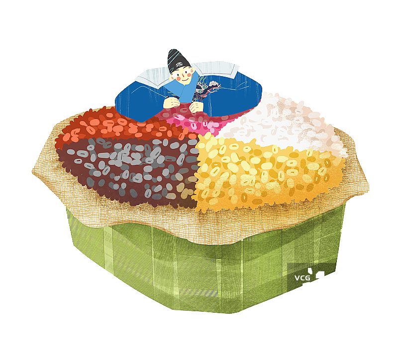 古风锦衣卫和广西五色饭饮食插画元素图片素材