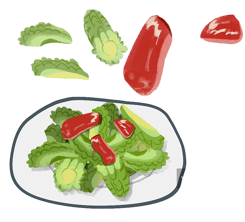 炒苦瓜插画元素图片素材