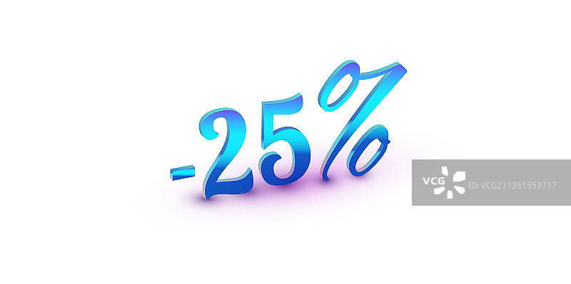 25%蓝色数字，独立于白色背景图片素材
