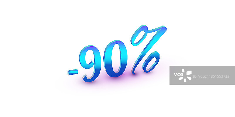 白色背景上孤立的蓝色九折数字图片素材