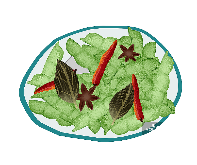 中式菜肴毛豆插画元素图片素材