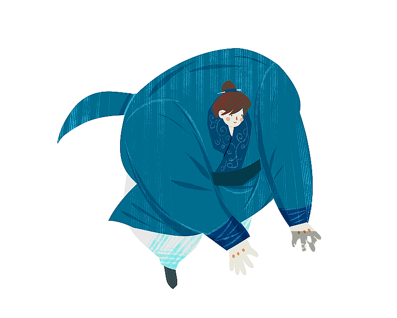 古风男性弯腰拿东西插画元素图片素材