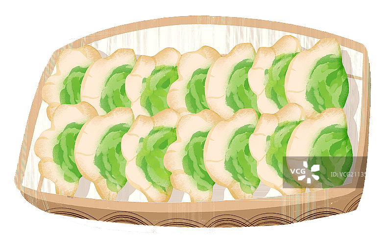 韭菜鸡蛋饺子插画元素图片素材