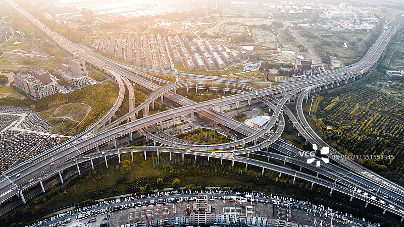 航拍杭州临平大道高架图片素材
