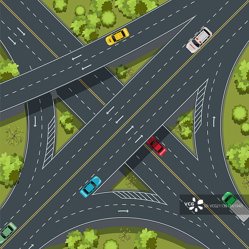 高速公路交叉路口鸟瞰图图片素材