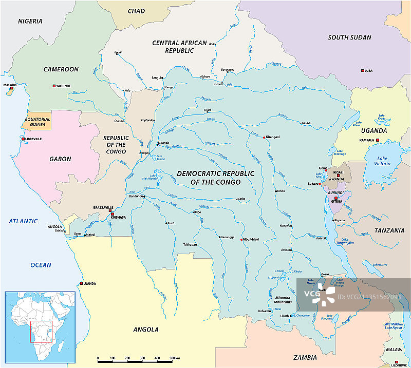 刚果河流域地图图片素材