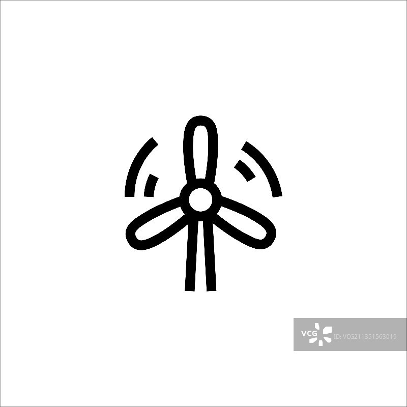 风力涡轮机扇叶可再生能源线性图标图片素材