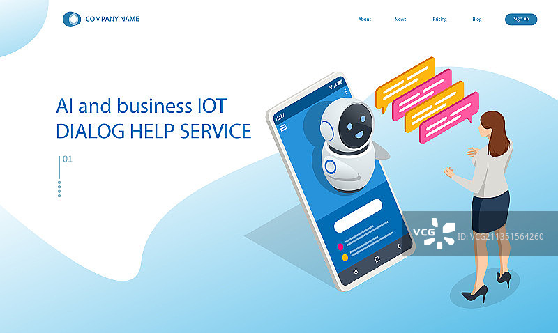 2.5D人工智能聊天机器人图片素材