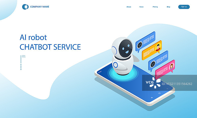 2.5D人工智能聊天机器人图片素材