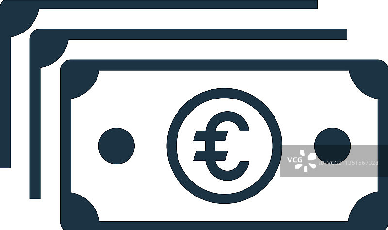 欧元纸币图标简单可编辑图片素材