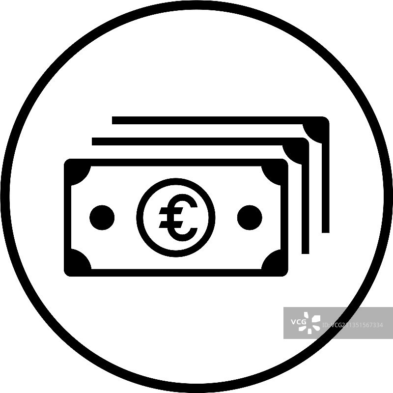 欧元纸币黑色图形图标图片素材