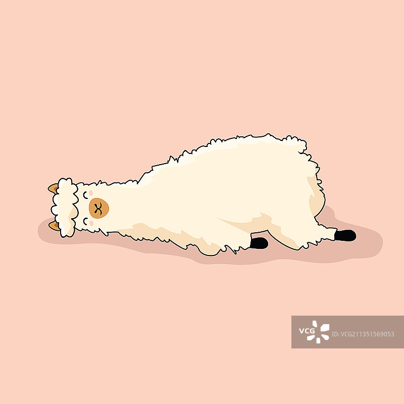 卡通羊驼慵懒睡觉图片素材