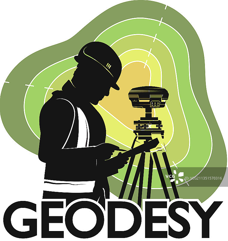 大地测量工程师与测量仪器图片素材