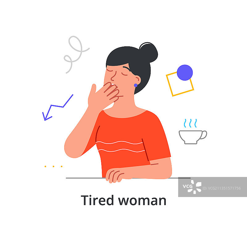 工作中打呵欠的疲惫女性角色图片素材