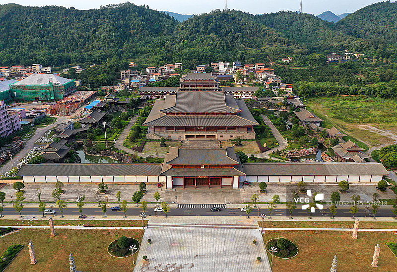 广东省韶关市曲江区南华禅寺曹溪讲坛航拍图片素材