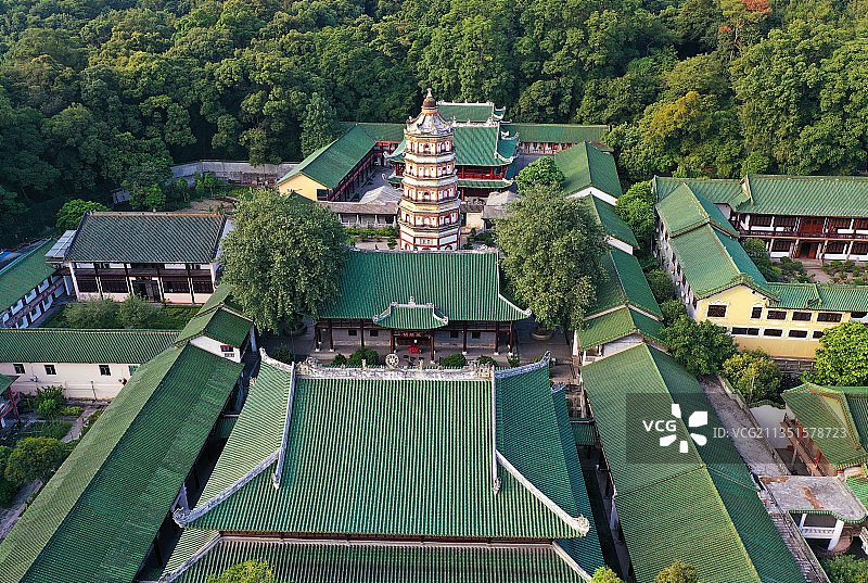 广东省韶关市曲江区佛教全国重点寺庙南华禅寺航拍图片素材