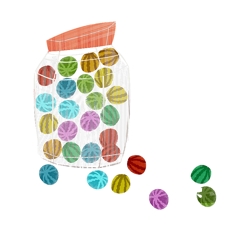童年零食西瓜泡泡糖插画元素图片素材