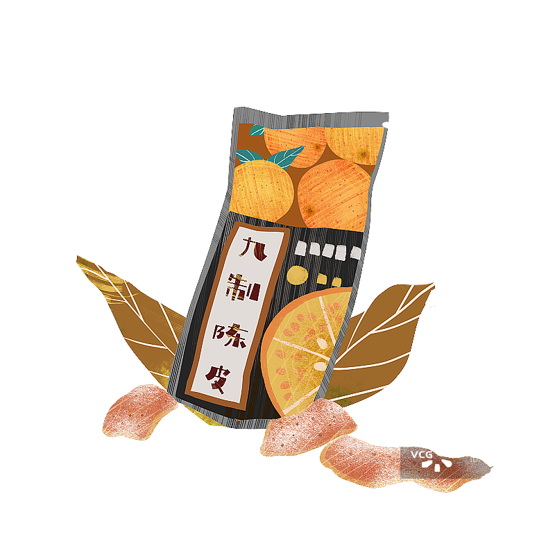 童年零食九制陈皮插画元素图片素材