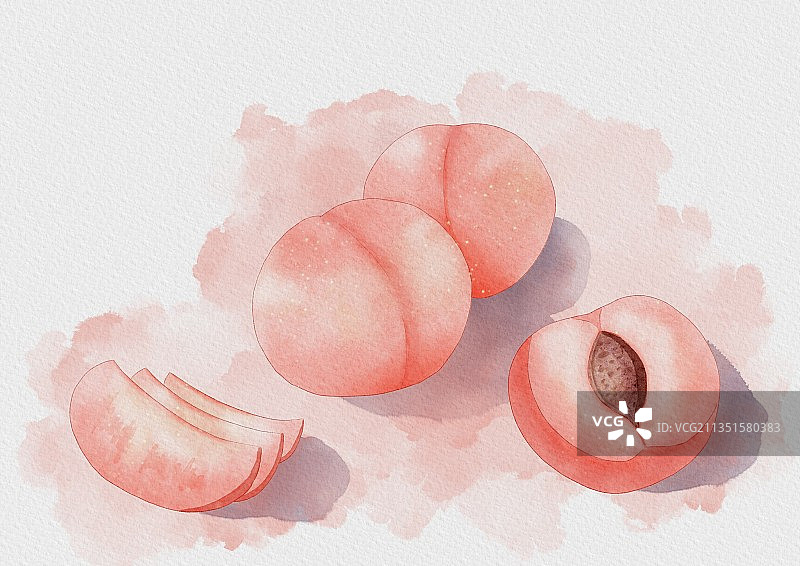 水彩桃子图片素材