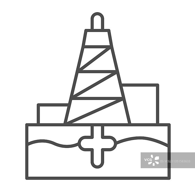 石油钻井平台细线图标石油工业图片素材