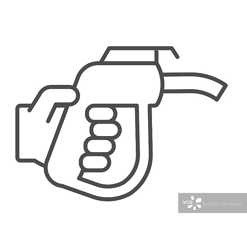 手持加油枪喷嘴，加油站细线图片素材