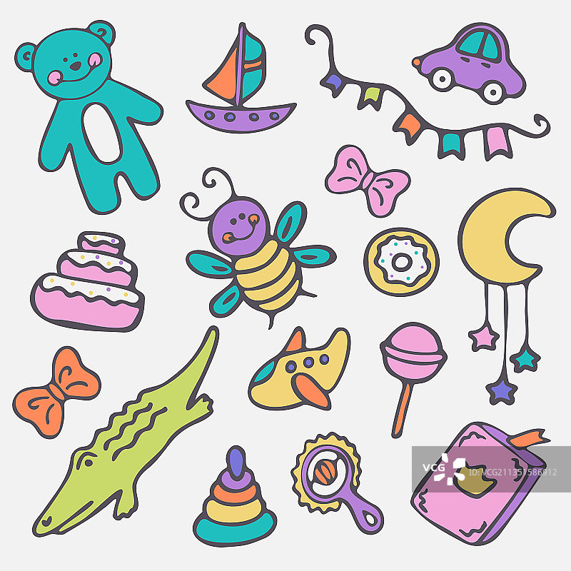 各种可爱的趣味玩具套装图片素材