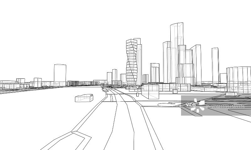 线条建筑物和城市道路城镇设计图片素材