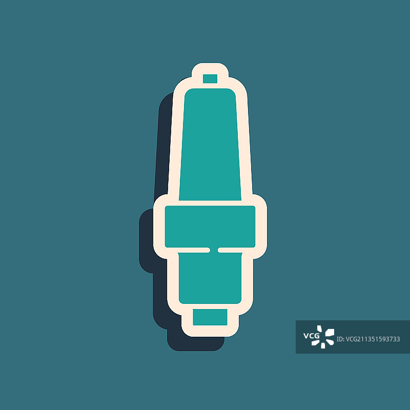 绿色背景上隔离的绿色汽车火花塞图标图片素材