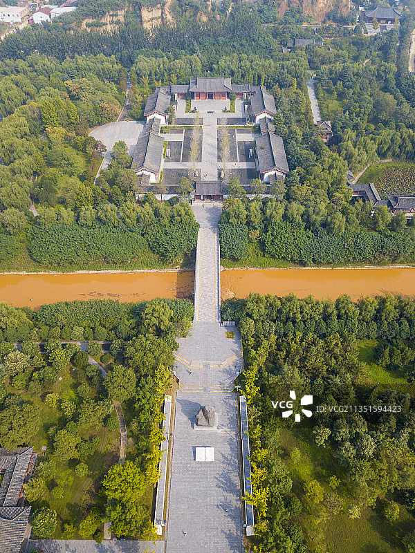河南省郑州市巩义杜甫故里夏天户外风光航拍图片素材