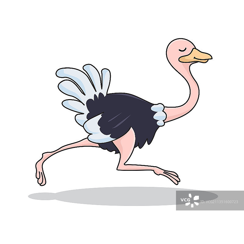 奔跑的卡通可爱鸵鸟图片素材
