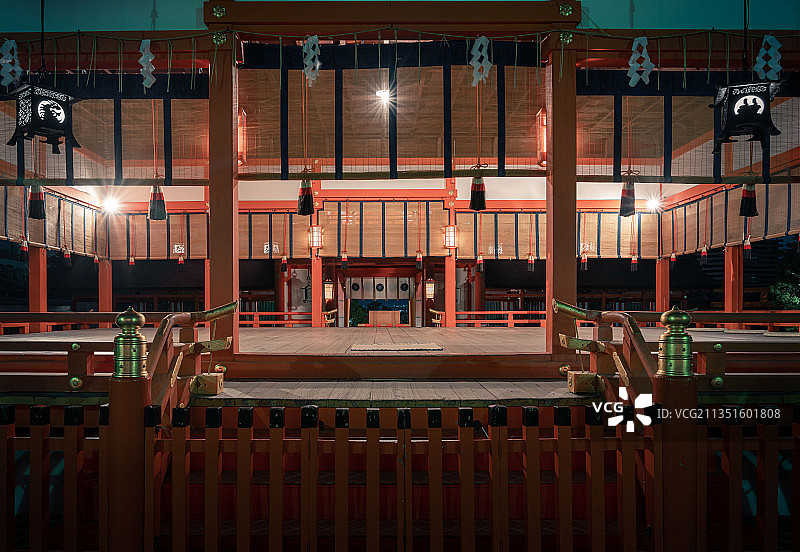 日本京都著名旅游景点八坂神社夜景风光图片素材