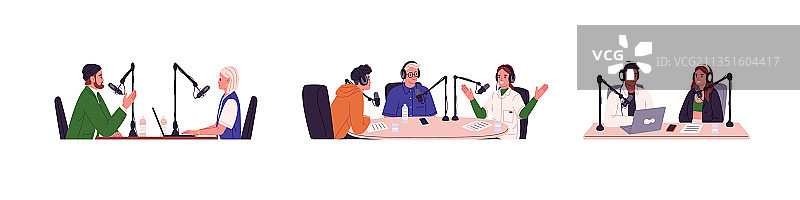 带麦克风和耳机的人群图片素材