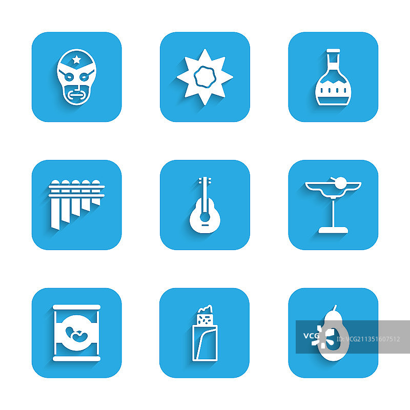 墨西哥吉他、卷饼、牛油果、玛格丽特酒素材图片素材