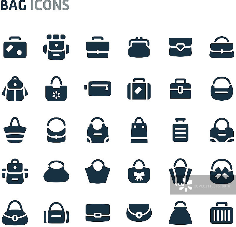 包包图标系列黑色填充风格图片素材