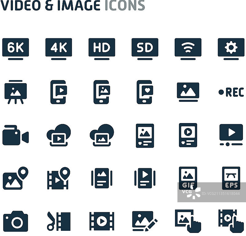黑色填充视频图像图标系列图片素材