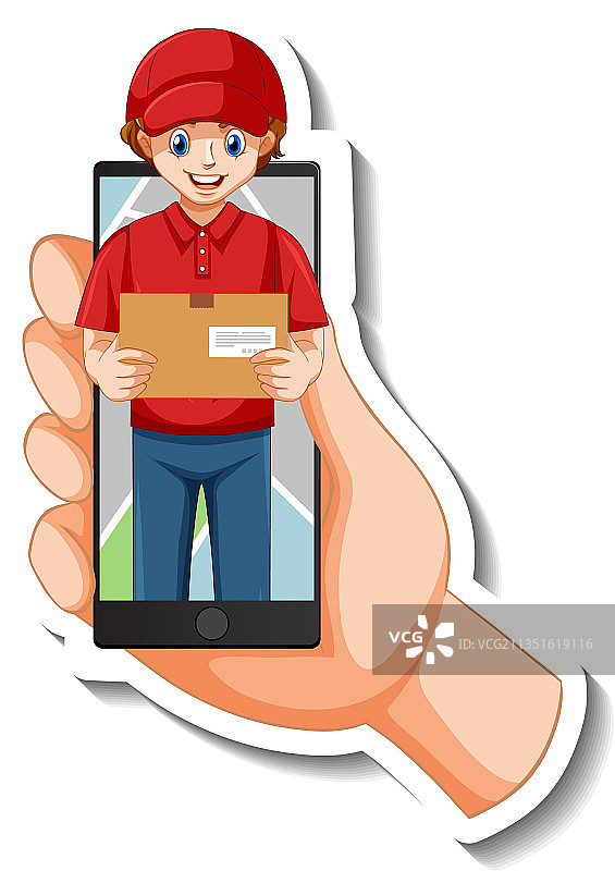 制服快递员贴纸模板图片素材