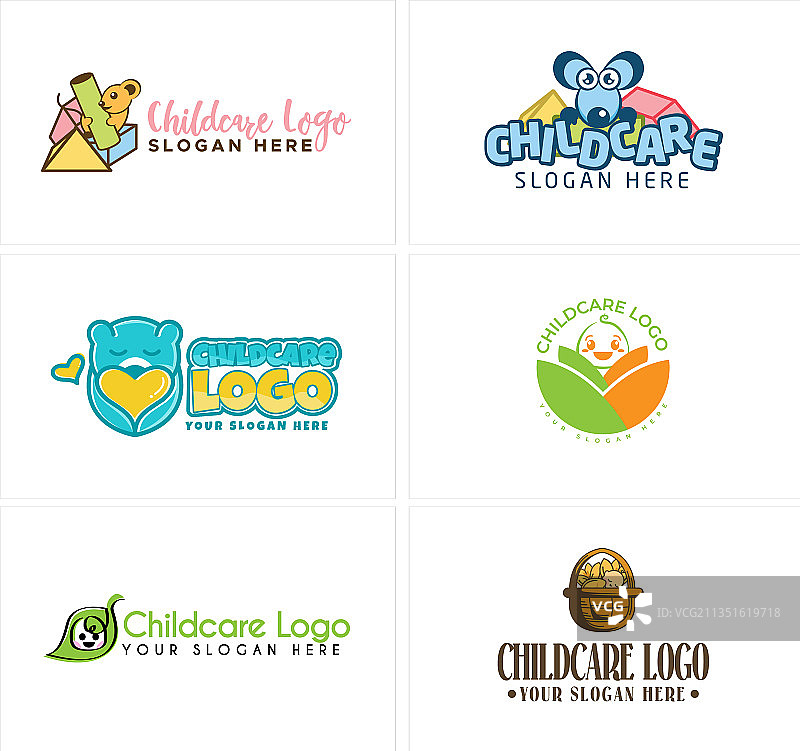 一套儿童保育标志设计图片素材
