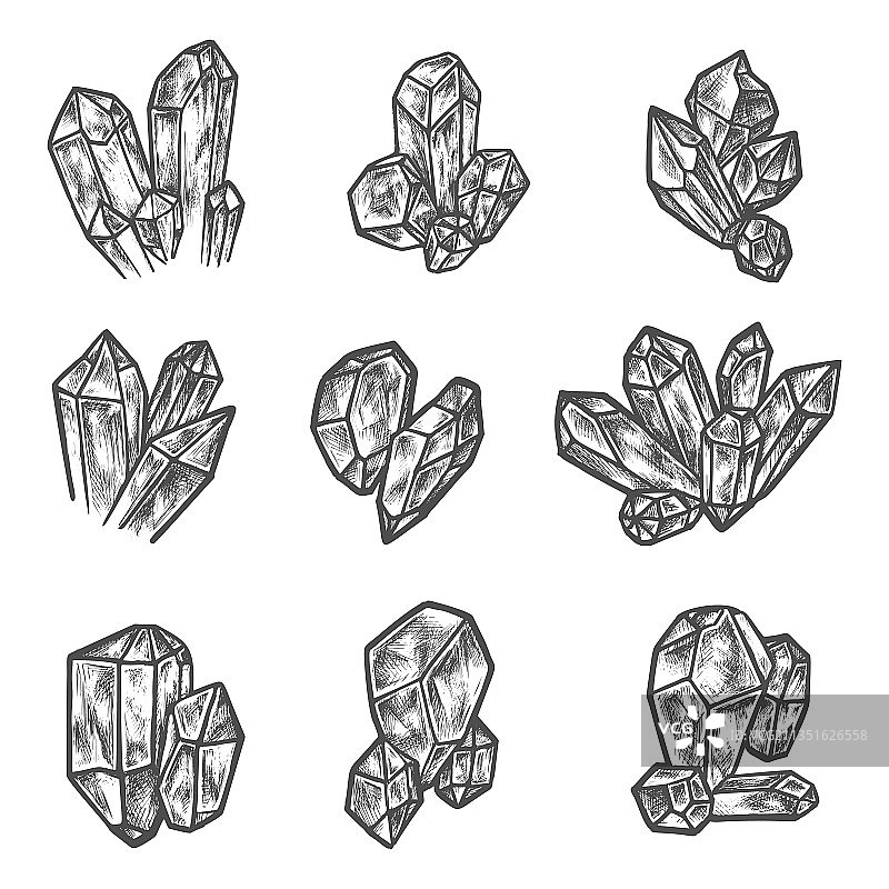 水晶宝石和宝石珠宝速写图片素材