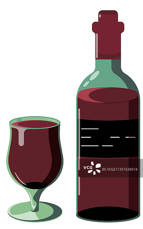 装满红酒的酒杯和红酒瓶图片素材