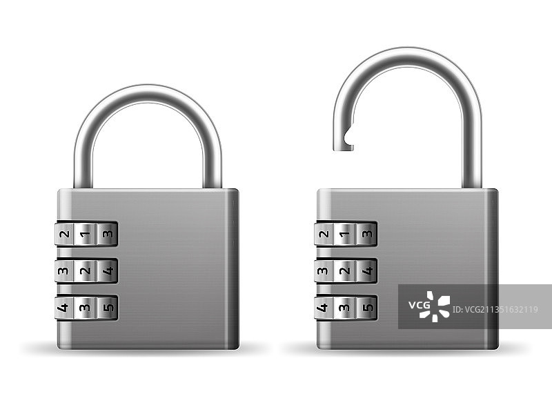逼真金属组合挂锁图片素材