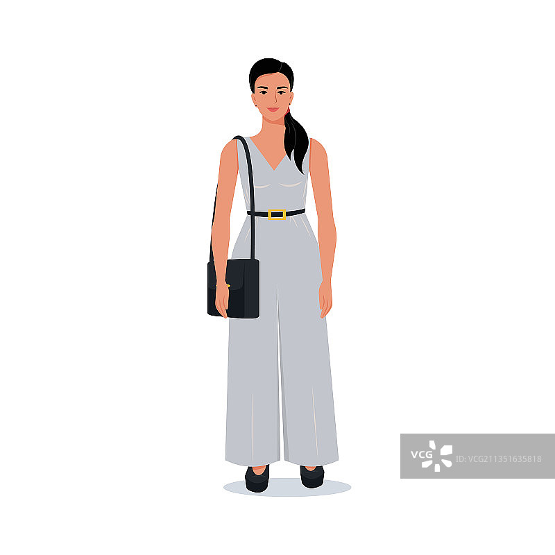 身穿时尚商务服装，手提包的女人图片素材