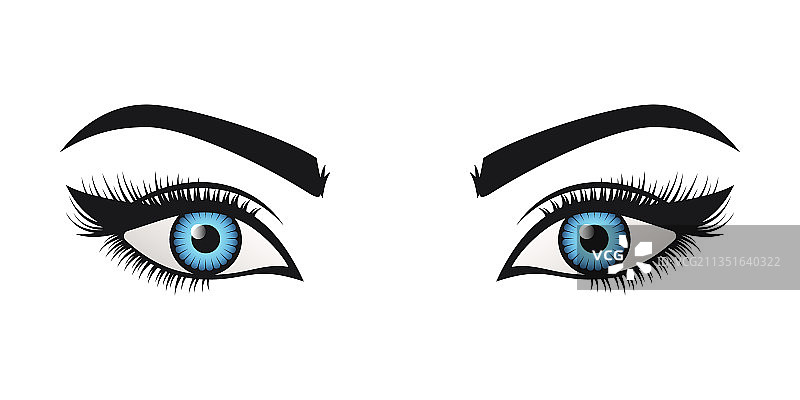 白色背景上的媚眼蓝色眼睛标志图片素材