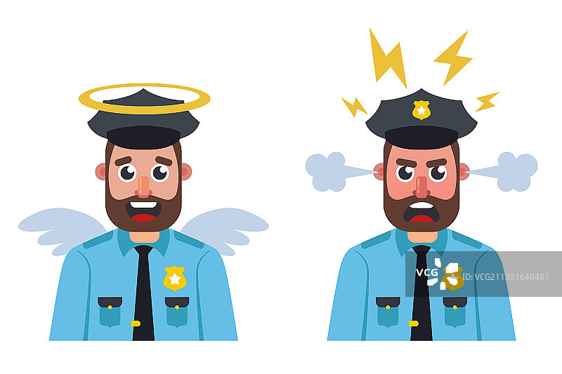 白底上的好警察和坏警察图片素材